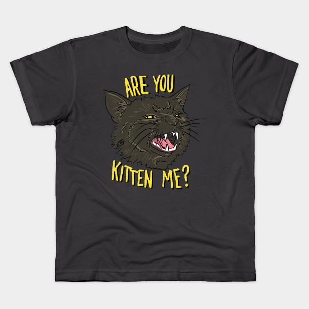 Are You Kitten Me - Black Cat Kids T-Shirt by TheEND42
